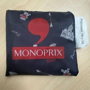 Monoprix Foldable Reusable Tote - Black with Red Logo